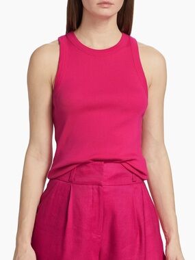 Veronica Beard Jeans Jordyn Ribbed Tank Fuchsia Pink Large